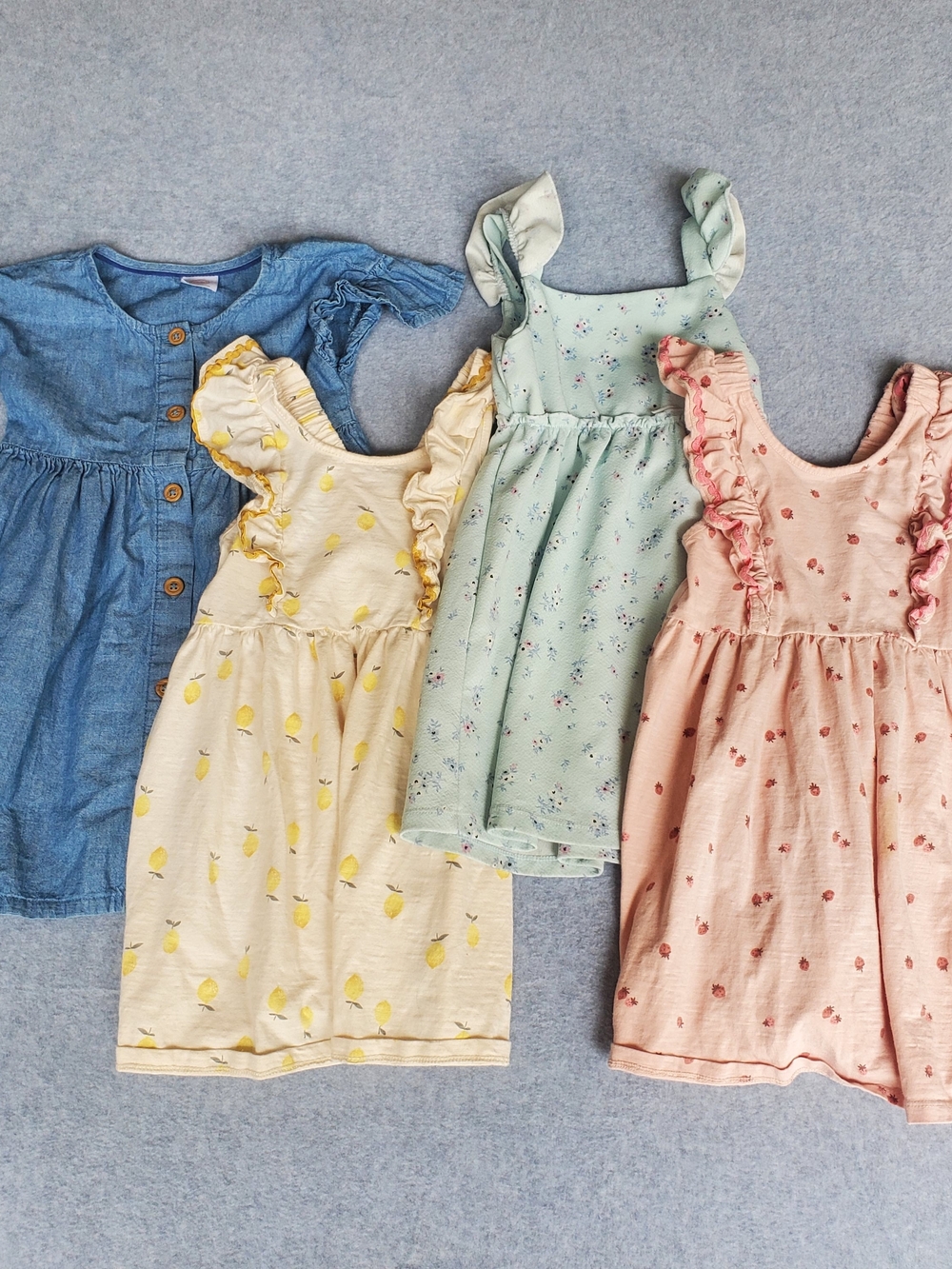 Girls' Ruffle Sleeve Summer Dress - Blue, Yellow, Mint, Pink